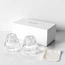 Crystal Candle Holders Pack of 2, Reversible Clear Tealight or Taper Candlesticks, Table Centerpiece Home Decor for Wedding, Dining, Party, Luxury Gift Set (Transparent)