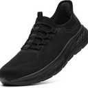 STQ Slip on Sneakers Men Non-Slip Walking Shoes Orthopedic Shoes for Plantar Fasciitis All Black, Size 11