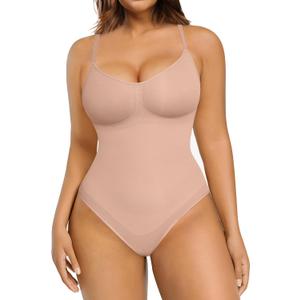 FeelinGirl Shapewear Bodysuit Sculpting Tummy Control Body Shaper for Women Seamless Plus Size Butt Lifting Shaper (X-Small-Small, Skin)