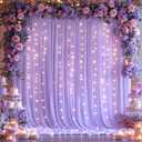 10x10ft Lavender Backdrop Curtains with Lights Photo Drapes Wrinkle Free Fabric Backdrop Curtain for Wedding Birthday Party Baby Shower Bridal Shower Home Party Background Decorations