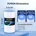 POOLPURE PLF90A Pool Filter Replaces Hayward C900, CX900RE, Pleatco PA90, Ultral-B6, Unicel C-8409, Filbur FC-1292, Sta-Rite PXC95, 90 sq.ft, L x OD: 17 3/8" x 8 15/16" (1 Pack)