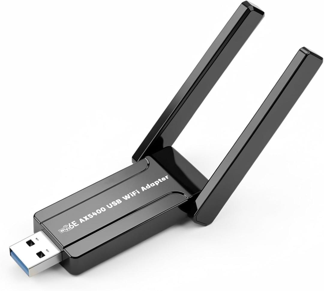 WiFi 6 USB Adapter, AXE5400 Tri-Band WiFi Adapter for Desktop PC&Laptop, WPA3 Security, Low Latency Wireless Dongle for Gaming, Wi-Fi Antenna Supports 2.4GHz/5GHz/6GHz, Compatible with Windows 11/10
