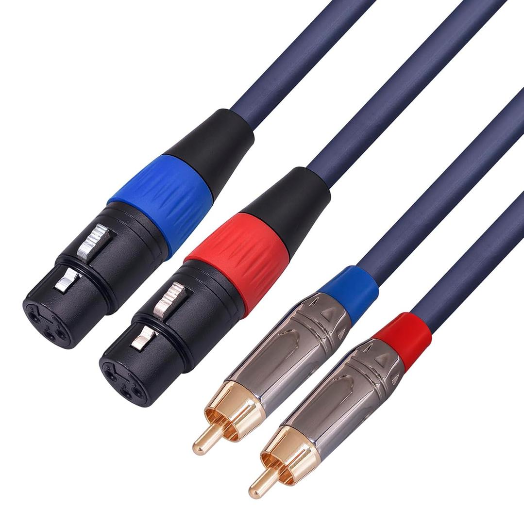 XLR to RCA Cable - 2 XLR Female to 2 RCA Male, HiFi Audio Cable with 4N OFC Wire, for Amplifier, Mixer, Microphone - 1M