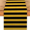 Wizard Table Runner Halloween Witch Kitchen Dining Table Centerpiece Black Yellow Stripes Magical Party Decor Magical Wizard Birthday Decorations for Home Party-72 Inches Long
