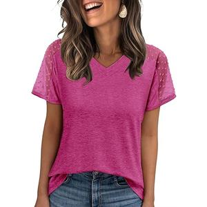 Magritta Women Mesh Sleeves Casual T-Shirts Summer Fashion See Through Blouses Tee Medium