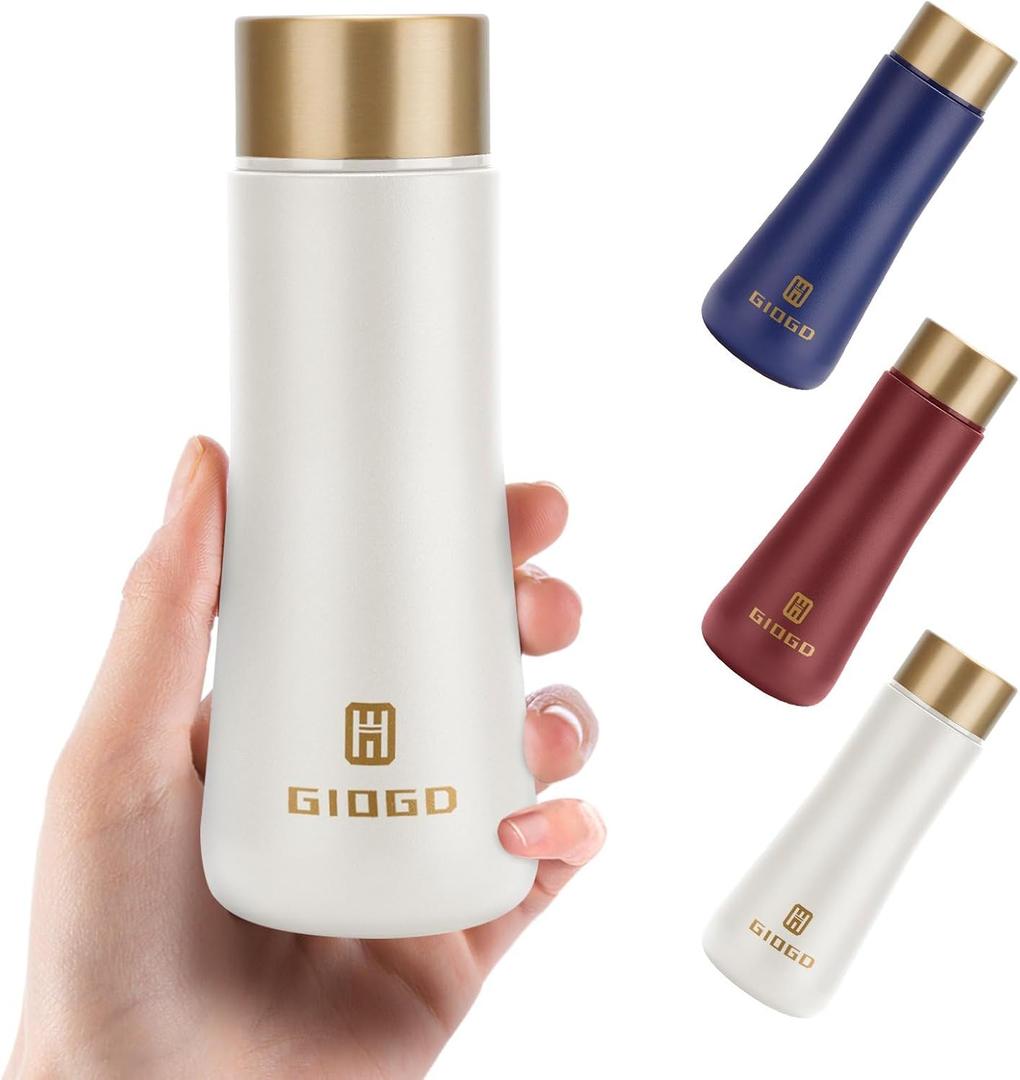 Small Thermo Bottle Slim Mini Vacuum Insulated Water Bottle 180ml/6.1oz Water Flask Stainless Steel Thermal Water Bottles Thermo for Hot and Cold Drinks Perfect for Purse or Kids Lunch Bag(White)