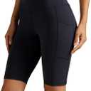 Colorfulkoala Women's High Waisted Biker Shorts with Pockets 8" /10" Inseam Workout Yoga Shorts Running Tights (Black, XS)