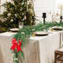 RECUTMS Artificial Pine Garland 5.9FT Pine Cypress Greenery Wreath Vine with Pinecones Faux Bushes Ivy Christma Winter Spring Holiday Fireplace Mantel Table Wall Porch Door Xmas Indoor Outdoor Decor