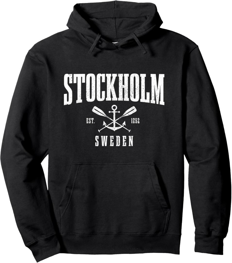 Stockholm Sweden Swedish Sverige Pride Vintage Souvenir Pullover Hoodie, Size S