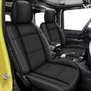 Custom Fit Seat Covers for Jeep Wrangler 4 Door JL: Unlimited Sahara Rubicon 392 Freedom Altitude Islande 2018 2019 2020 2021 2022 2023 2024 with Rear Cup Holder,Faux Leather,Black (Not for 4XE)