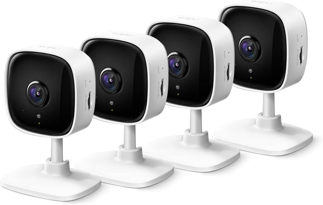 Tapo 2K Indoor Wired Security Camera - Works as a Baby Monitor & Pet Camera, Person/Motion/Baby Cry Detection, 2-Way Audio, Siren, Subscription-Free Local Storage or Optional Cloud, C110P4 (4-Pack)