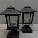 Derynome Solar Post Cap Lights,Waterproof Outdoor Light for 4x4 Wooden Posts, Solar Lights with Glass Shade for Deck Fence Patio Post Decor,Matte Black (2 Pack)
