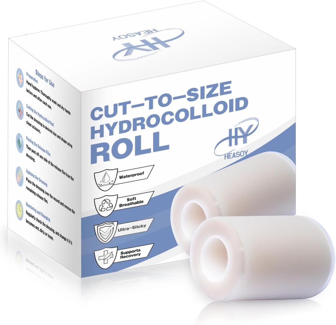 Hydrocolloid Roll for Wound Dressings,Medical Tape for Wound Care, First Aid Kit Essential,Extra Large Hydrocolloid Patch Gel Bandages with Self-Adhesive,Highly Absorbent for Burn, Blister, Acne Care