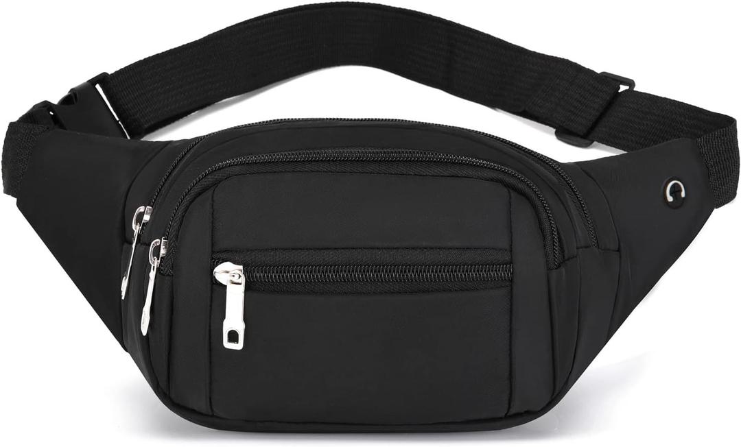 DAITET Crossbody Fanny Pack for Men&Women,Large Waist Bag & Hip Bum Bag with Adjustable Strap for Outdoors Workout Traveling Casual Running Hiking Cycling (Black Pure)