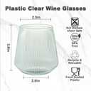 BESTSTAR 36 Pcs 12 oz Plastic Clear Green Ribbed Wine Glasses, Origami Ripple Disposable Champagne Glasses Elegant Whiskey Glasses Ideal for Weddings, Bars, Christmas, Halloween, Pool Party, Daily Use