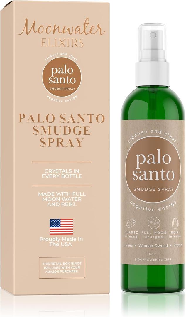 Palo Santo Smudge Spray. Energy Clearing & Aura Cleansing Mist. Reiki-Charged Sacred Spray with Pure Essential Oils for Meditation, Relaxation, Negative Energy Removal, Room & Spiritual Cleansing