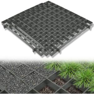 Permeable Pavers, 12 Pcs Heavy Duty Grass & Gravel Permeable Paver System Grass & Gravel Pavers PPE Plastic Pavers for Lawn Decks driveways Sidewalks shed Bases, 1" Depth, 22 Sq Ft, Gray