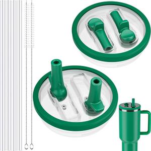 40 OZ Tumbler Lid for Stanley Quencher Protour Tumbler, 2 Pack Flip Straw Spill Proof Lid Replacement Straw Cover for 40oz Stanley Cup Accessories, Dual nozzle And Dishwasher Safe, High-End Anti-Fall