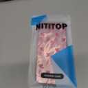 NITITOP Compatible for iPhone 14 Plus / 15 Plus Case Cute Flower Floral Leave for Women Girl Glitter Shiny Feather Yarn Style Aesthetic Shockproof Hard Protective Phone Cover - Pink