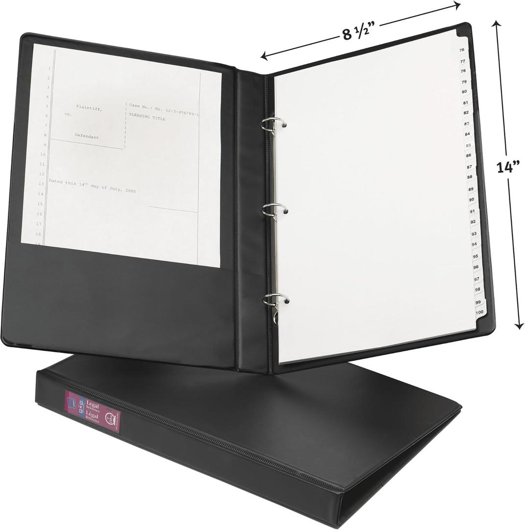 Avery Legal-Size Durable 3 Ring Binder, 1" Round Rings, Holds 8-1/2" x 14" Paper, Black, 175 Sheet Capacity, 1.4" Wide Spine, 2 Pockets, Ideal for Document Protection & Organizing Reports (06400)