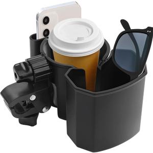Universal Stroller Cup Holder with Phone Holder, 360 Rotatable Strong Clip, Big Storage Space for Walker, Wheelchair, Stroller, Bike (UM-SCH-B2507)