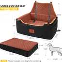 XIEEAOZEE Dog Car Seat for Large/Medium Dog, Booster Seat for Dogs Under 55Lbs or 2 Small, Detachable and Washable Travel Pet Seat with Thick Cushion and Storage Pockets (Black/Brown)