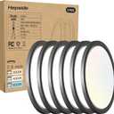 6PACK LED Flush Mount Ceiling Light, 3CCT Selectable 3000K-4000K-6500K & 100W Equivalent Modern Kitchen Ceiling Light Fixture 15W 1500Lm 7.5 Inch for Bathroom Closet Bedroom Hallway,NOT-DIMMABLE (Black)