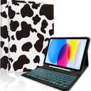 TopPerfekt for iPad Air 11-inch M2 2024/M3 2025 case with 7-Color Backlights Bluetooth Keyboard,Pro 11(4th,3rd,2nd,1st Gen 2022/2021/2020/2018) Pencil Holder for Air 4/5th 2020/2022 10.9"- Cow Black