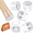 28Pcs Chair Leg Floor Protectors for Hardwood Floors Round Silicone Chair Foot Covers with Thickened Felt Pads Furniture Leg Caps Prevents Scratches and Reduce Noise (Clear L Fit 1.14"-1.42")