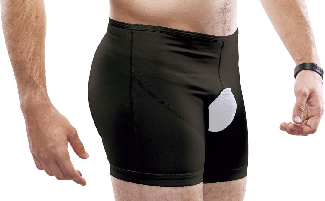 Inguinal Hernia Support Belt Invisible Underpants Compression Garment Truss Galess (Black, XL)