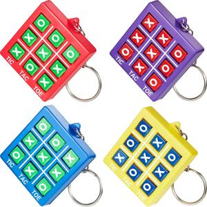 Hicarer Tic Tac Toe Keychain for Kids Ages 8-12 Party Favors Plastic Keyholders Game for Goodie Bags Mini Backpack Valentines Birthday Party(Red, Blue, Yellow, Purple,14 Pcs)
