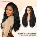 Lady Miranda 26 Inch Yaki Wavy Headband Wigs for Black Women Wear and Go Kinky Straight Headband Wig with Layered Blowout Texture Lightweight Glueless Half Wig Natural Looking Synthetic Wig
