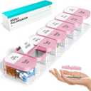 Odaro Extra Large Weekly Pill Organizer 2 Times A Day, Pill Box 7 Day Am Pm to Hold Daily Medicine Vitamin and Supplements - Pink