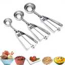 Ice Cream Scoop, 3Pcs Cookie Scoop Set, Stainless Steel Ice Cream Scooper with Trigger Release, Large/Medium/Small Cookie Scooper for Baking, Cookie Scoops for Baking Set of 3 with Cookie Dough Scoop