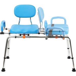 360 Swivel & Sliding Tub Transfer Bench  450 lbs Capacity, Foam Padded Seat with Backrest, Pivoting Arms, Height Adjustable, for Seniors & Mobility Assistance
