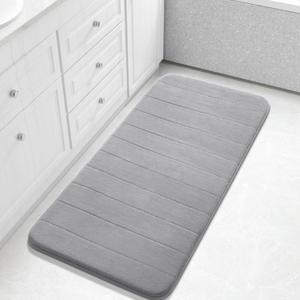 Yimobra Long Bath Mat 44"x24", Super Soft Quick Dry Memory Foam Bathroom Rug, Water Absorbent, Non Slip Backing Machine Washable for Tub Shower, Thick Comfort Support, Gray (Grey)