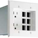 Leviton Recessed Duplex Receptacle, 125 Vac, 15 A, 2 Pole, 3 Wire, 690-W, White