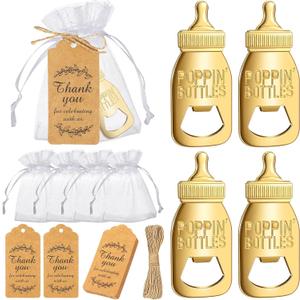 CHENGU Popping Bottle Openers Baby Shower Return Favors for Guests Bottle Opener Decorations and Souvenirs with Organza Bags Thank You Tags for Theme Party Favors (Retro Style,73 Pieces)