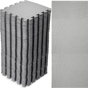 Nuanchu 60 Pcs Kids Foam Puzzle Floor Mat Bulk Solid Color Foam Play Mat with Borders Interlocking Multi Use Floor Rug for Baby Toddler Children Crawling Exercise Playroom 12 inch (Gray) (Grey)