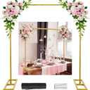 8.2 Ft Wedding Backdrop Stand, Square Balloon Arch Stand Adjustable, Gold | Over the Table Rod Stand with Clamps, Metal Table Arch Background, Frame Photo Backdrop for Birthday Party Baby Shower