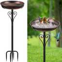 Metal Bird Bath for Outside, Vintage Freestanding Birdbaths with Metal Stake, Upgraded 5 Pronged Base Birdfeeder Feeder Bowl for Outdoors Garden Patio Yard Lawn Decor (Vintage Bronze)