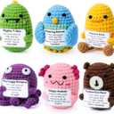 JOYIN 6 Pcs Crochet Positive Animals with Positive Messages, Emotional Support Stuffed Animal Bulk, Cute Crochet Plushies for Graduation Gift, Employee Appreciation, Anxiety Relief & Mental Health, Mini