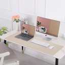 Leather Desk pad Protector, Large Desk mat with Natural Cork & PU Leather,Mouse pad,Non-Slip Office Desk Mat,Waterproof Desk Writing Pad for Office and Home (35in*17in,Beige)