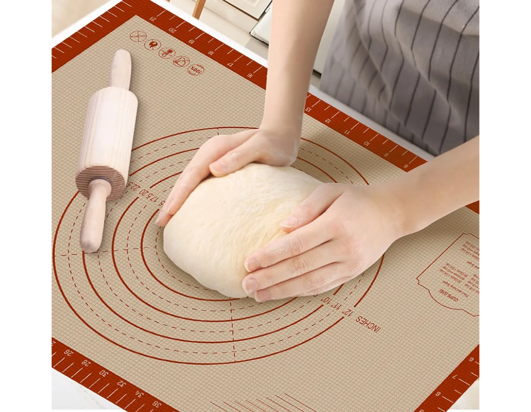 Silicone Baking Mat, 0.7mm Extra Thick 24" x 16" Large Non Stick Pastry Dough Sheet, Pie Crust Rolling Supplies for Making Christmas Cookies Bread, Easy to Clean