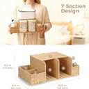 Diaper Caddy Organizer, Hand Rattan Nursery Storage Basket for Baby Essentials, Baby Changing Table Organizer Perfect Nursery Assistant (Natural Light Woven - Style 2, L)