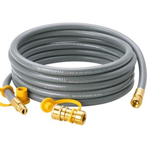 15 Feet 3/8 inch ID Natural Gas Grill Hose with Quick Connect Fittings, Natural Gas Line for Grill, Pizza Oven, Heater and More Low Pressure Appliance