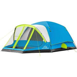 JELUCAMP 6/8 Person Large Waterproof Family Tents for Camping, Screened Camping Tent with Screen Porch, Bug-Free Relaxation & Easy Setup, Includes Rainfly & Carry Bag