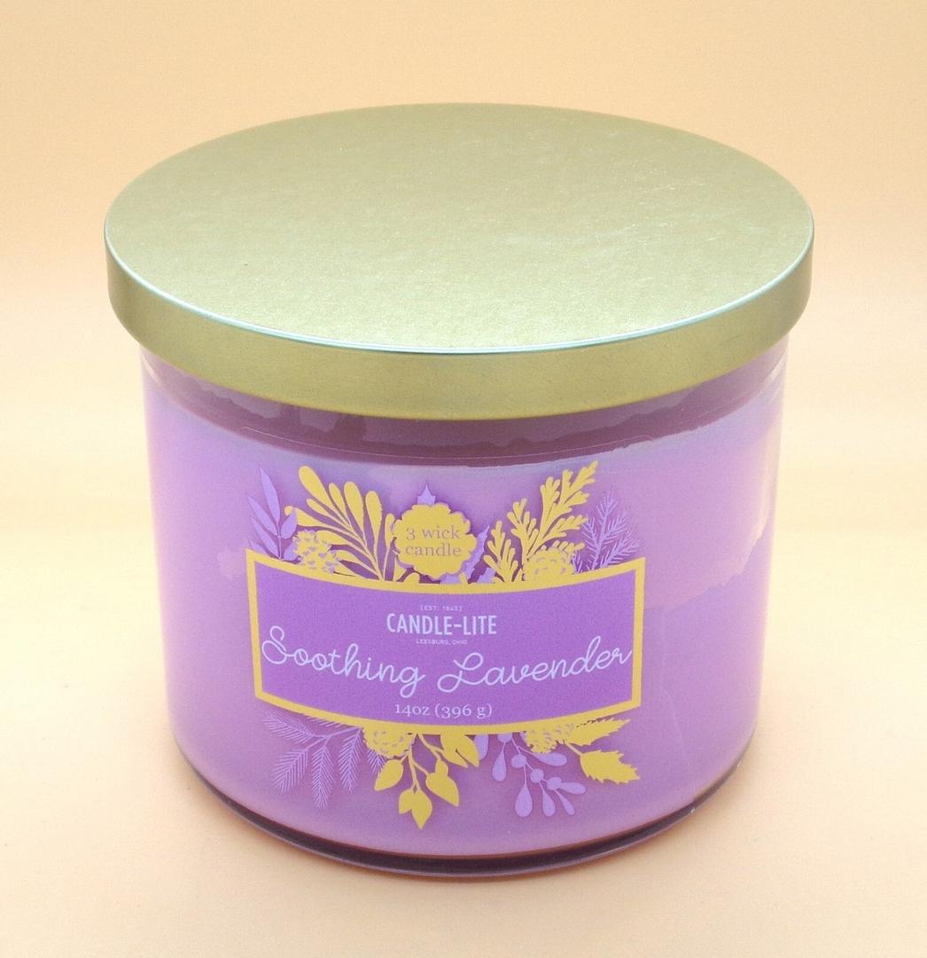 Candle-Lite Scented Candles, Soothing Lavender, 14 oz Three-Wick Aromatherapy Jar Candle, Perfect for Gifting and Celebration