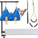Dog Grooming Arm with Hammock: Adjustable Height 27"-38", Foldable Dog Grooming Table Arm w/No-Sit Holder and Loop Noose,Grooming Restraint for Small&Medium Pets at Home or Salons