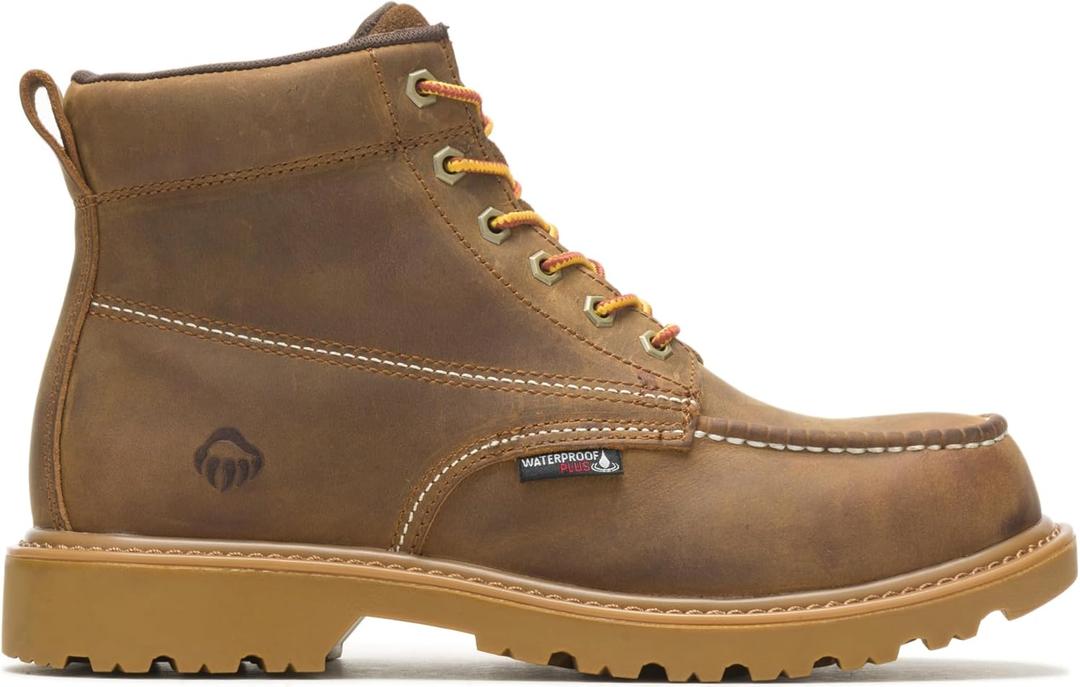 Wolverine Men's Floorhand Moc Toe 6" Waterproof Boot Construction (10 Wide, Tan)